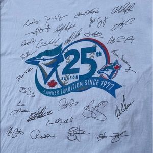 2001 Toronto Blue Jays 25th Anniversary Tee With Team Autograph Print